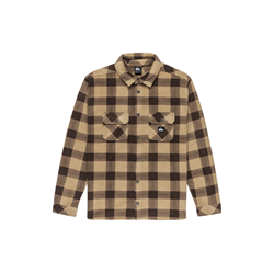 BERING STRAIT CHECK SHIRT MAGLIA A QUADRI DA UOMO BEIGE E MARRONE IN PILE